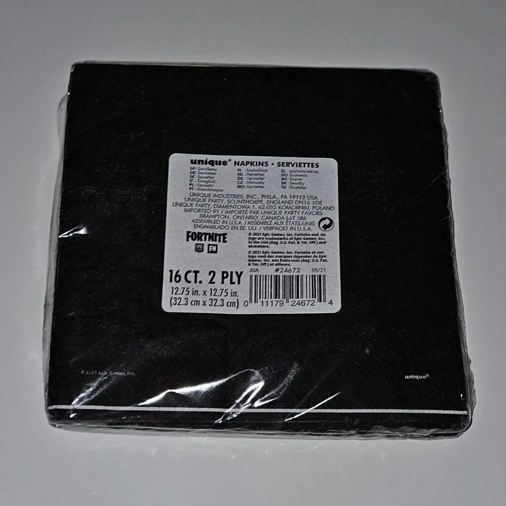 NEW Fortnite Banana Napkins 16 ct Party Supplies unique Black Yellow
